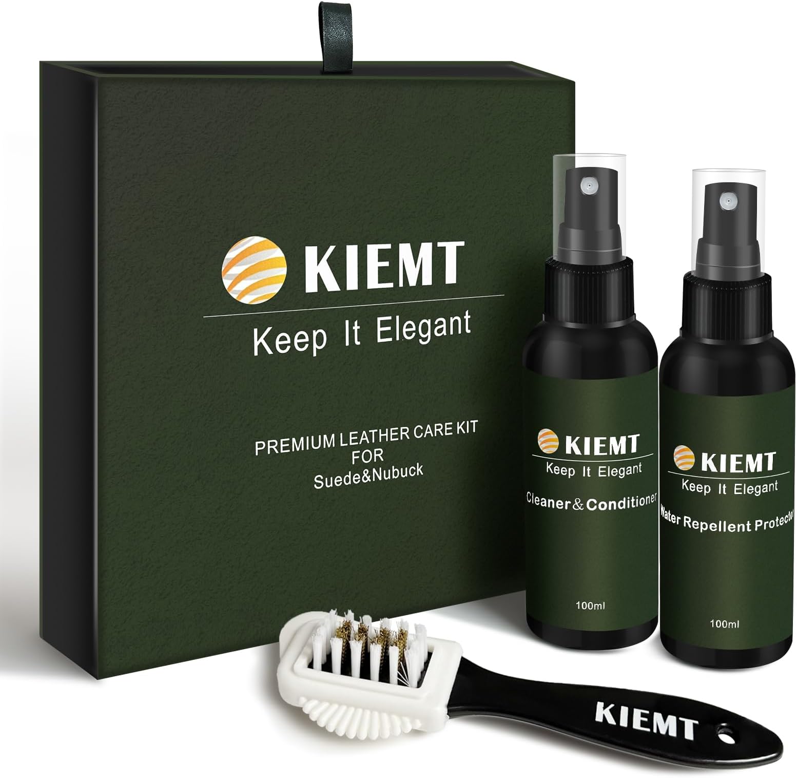 KIEMT Premium Suede and Nubuck Care kit,Leather Cleaner and Conditioner,Suede Protector Spray,Double Face Leather,Suede Cleaner for Shoes,Couch,Boot,Furniture