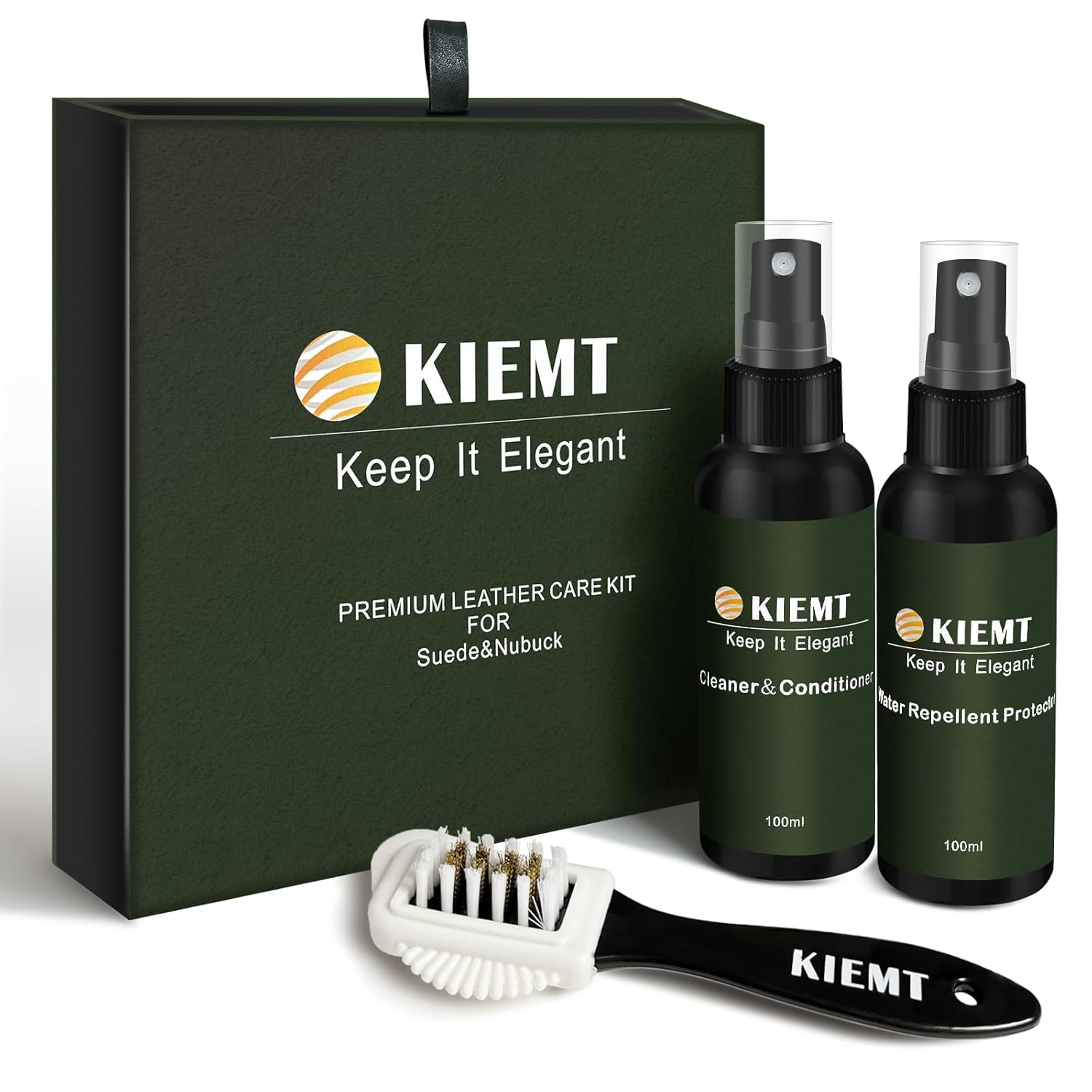 KIEMT Premium Suede and Nubuck Care kit Leather Cleaner and Conditioner Suede Protector Spray Double Face Leather Suede
