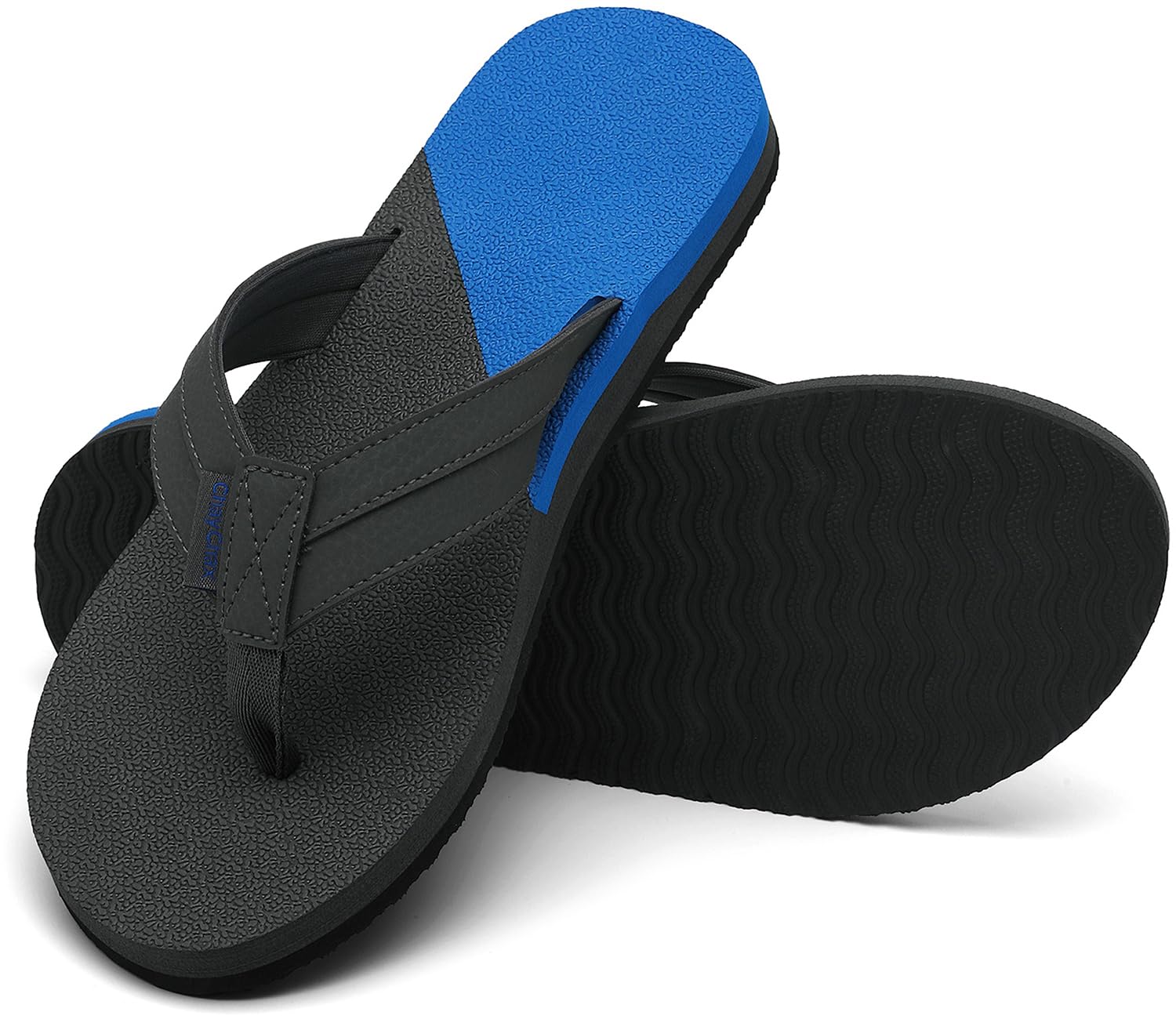 ChayChax Mens Flip Flops Arch Support Comfort Beach Thong Sandals with Ultra Cushion Footbed