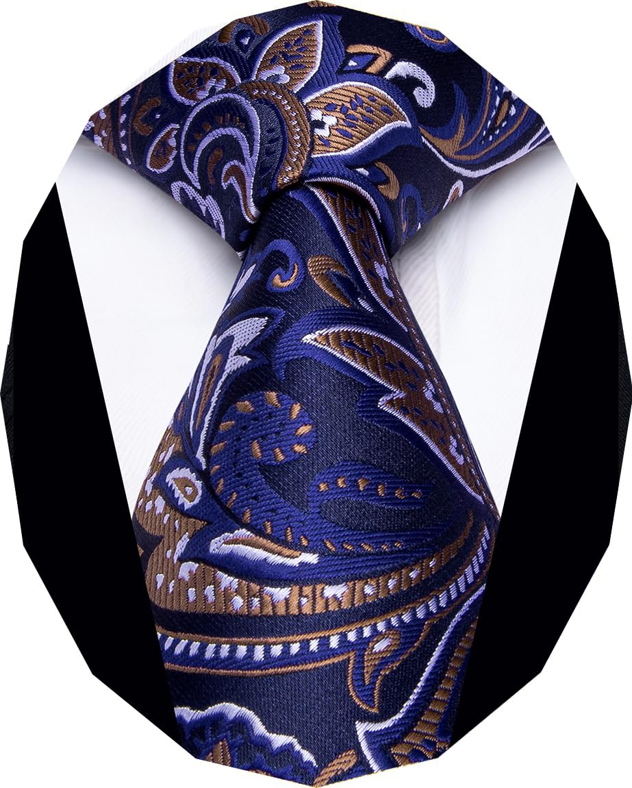 YourTies Blue Brown Ties for Men Silk Floral Men's Necktie Woven Jacquard Formal Business Party Wedding Designer