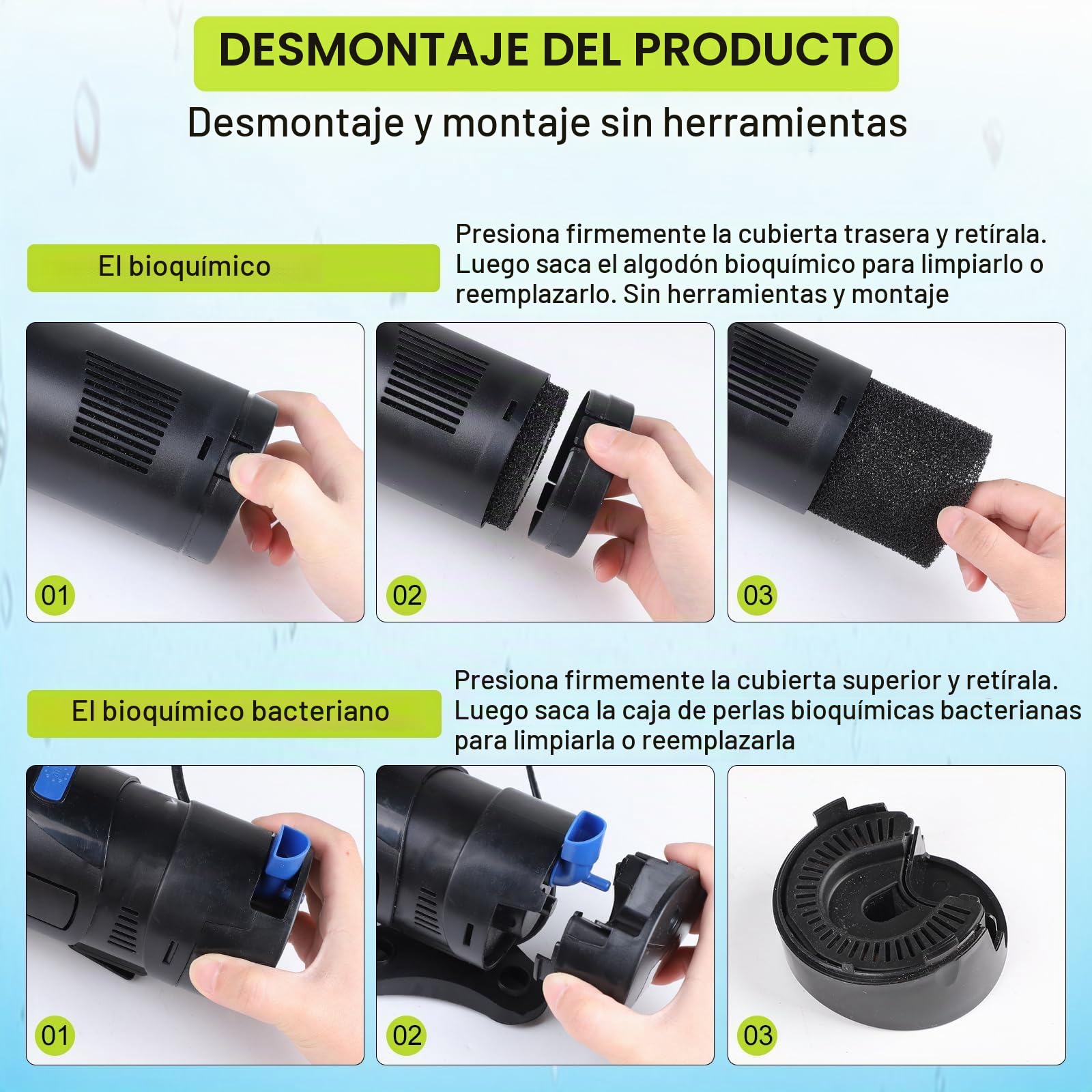 EXLECO Filtro Acuario 4 en 1 para Pecera, Depuradora con Lámpara UV 7W y Purificador 700 L/h 18w, con Bomba, Skimmer, Esponja y Medios, Ideal para Peceras 150-300L, Tortuguera para Tortugas de Agua