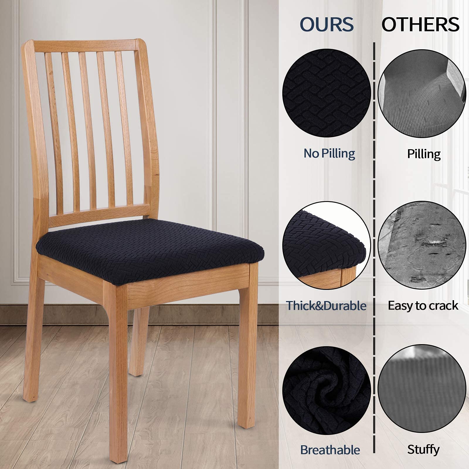 Housses de chaise de salle à manger en velours extensible Housse de protection d