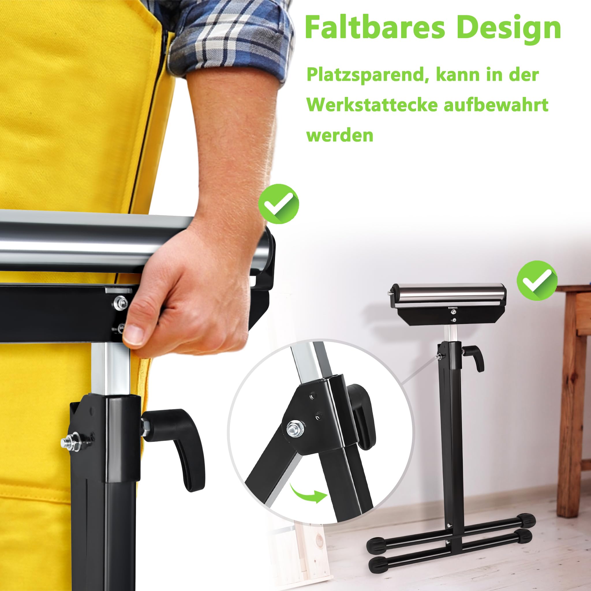 XMTECH Lot de 2 tréteaux à roulettes pliables - Hauteur réglable de 68 à 107 cm - Charge maximale : 60 kg