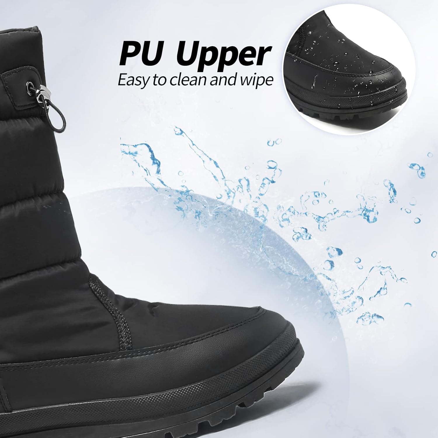 HYPOCRUTE Women's Warm Snow Boots with Fur Lined Black and White Wide Winter Boots Water-resistant Mid Calf Boots for Hiking,Working,Outdoors - Image 4