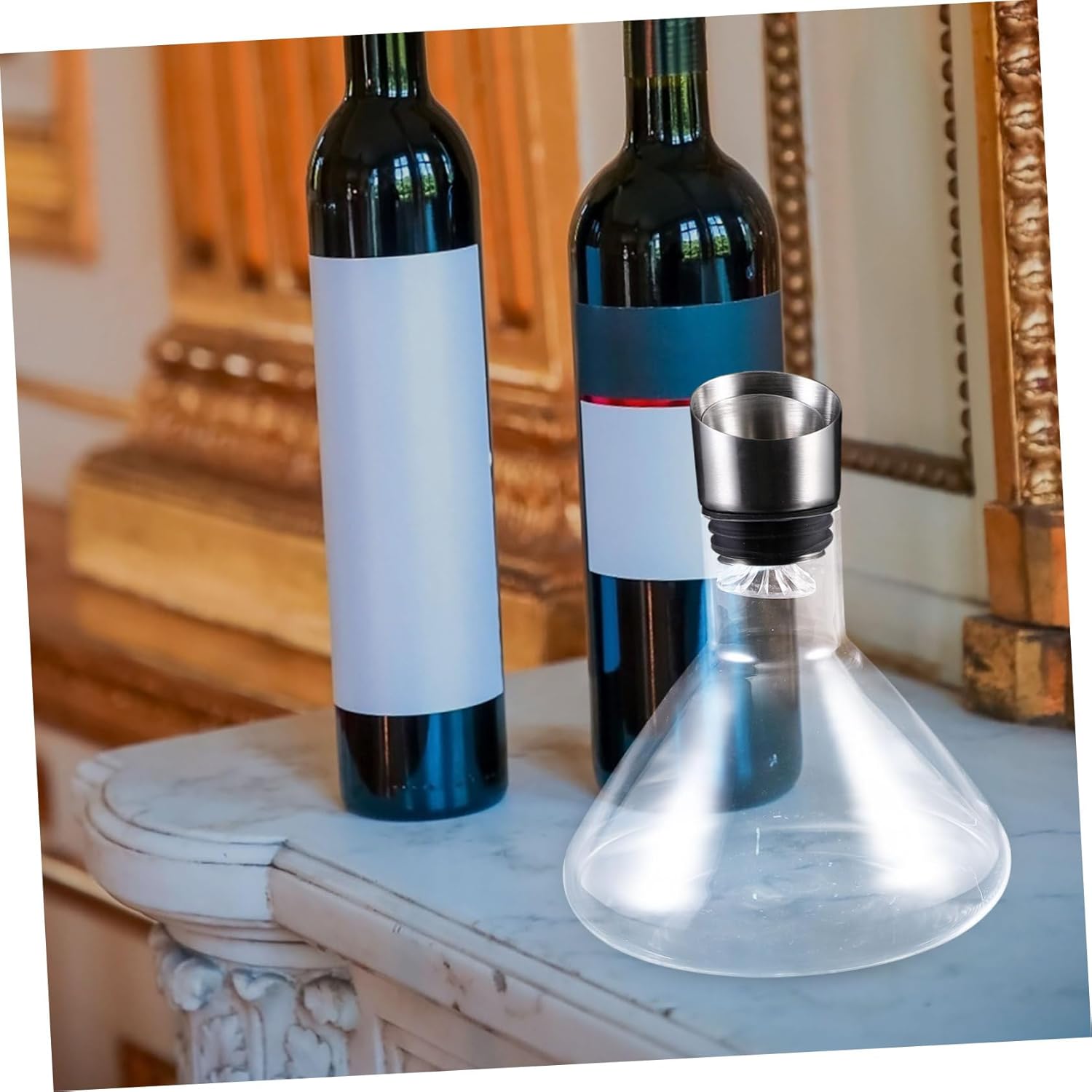 Fast Wine Decanter Glass Liquor Divider with Large Opening Clear Transparent Pitcher for Quick and Easy Pouring Space Saving Water Pitcher for Enhanced Wine Flavor