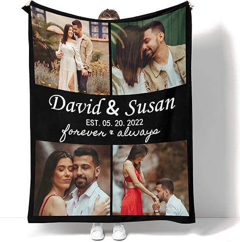Miniatura 1 de Mantas personalizadas con fotos de texto para parejas, enamorados, manta de collage de fotos personalizada, manta de memoria personalizada, manta de