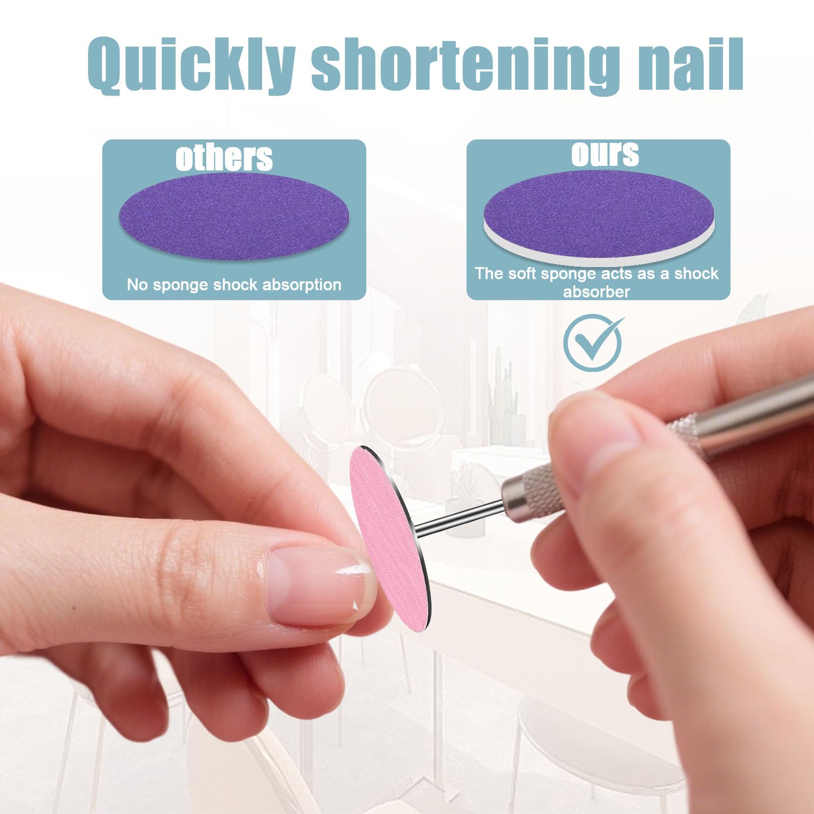 Discos abrasivos para pedicura 25 mm papel de lija grano 80 120 180 240 con 2 bases