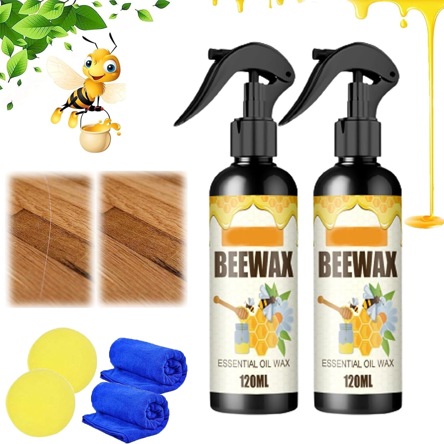 Natural MicroMolecularized Beeswax Spray, Traditional Beeswax Polish for Wood & Furniture