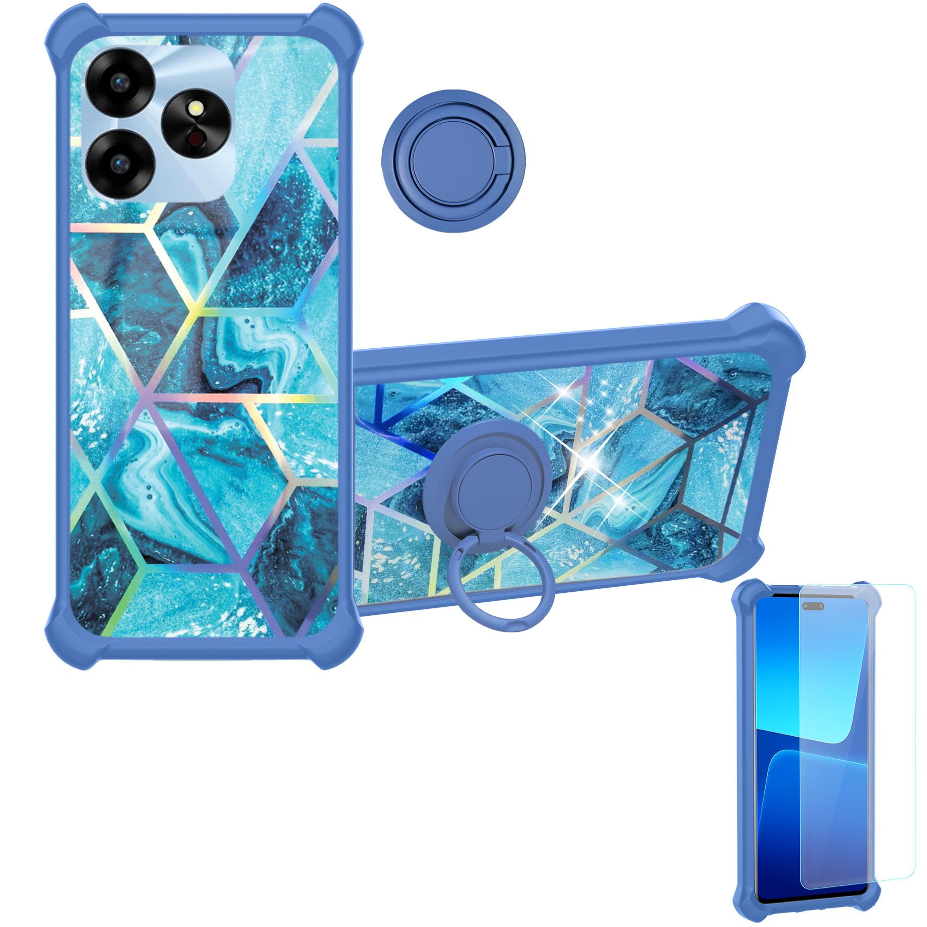 Aroepurt Case Compatible for Umidigi G6 5g Phone Case Cover [Hard PC + Soft Silicone][Colorful Reflect Light] IMDL-LS