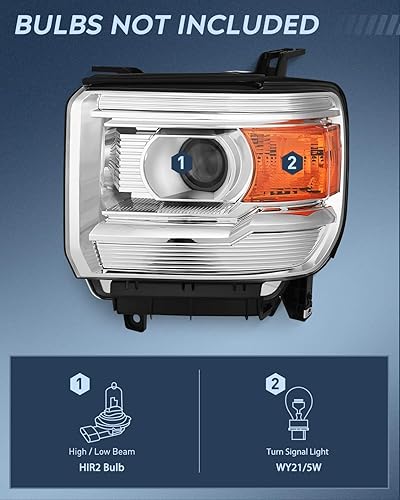 Miniatura 10 de Nilight Conjunto de faros delanteros compatible con GMC Sierra 1500 2500HD 3500HD 3500HD 2014 2015 2016 2016 2017 2018 Base negra, reflector ámbar,