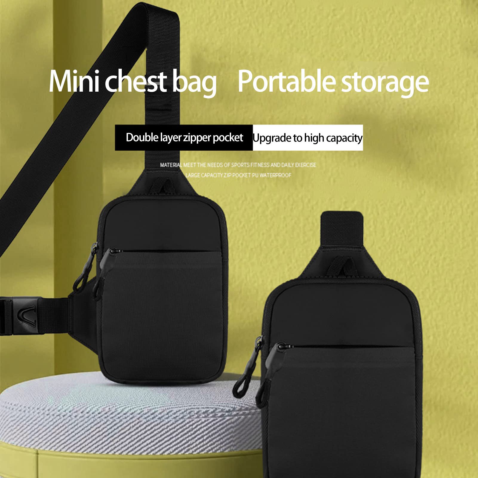 SUNGOOYUE Sportowa Torba na klatkę piersiową Wodoodporna Torba na Proc (BLACK)