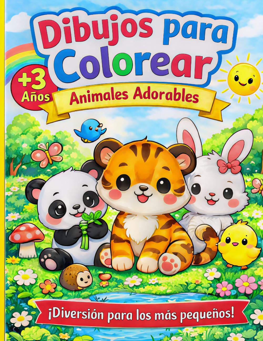Animales Adorables |Libro para colorear|: Dibujos sencillos y grandes de animales para niños de todas las edades (Aprender Creando para Niños)