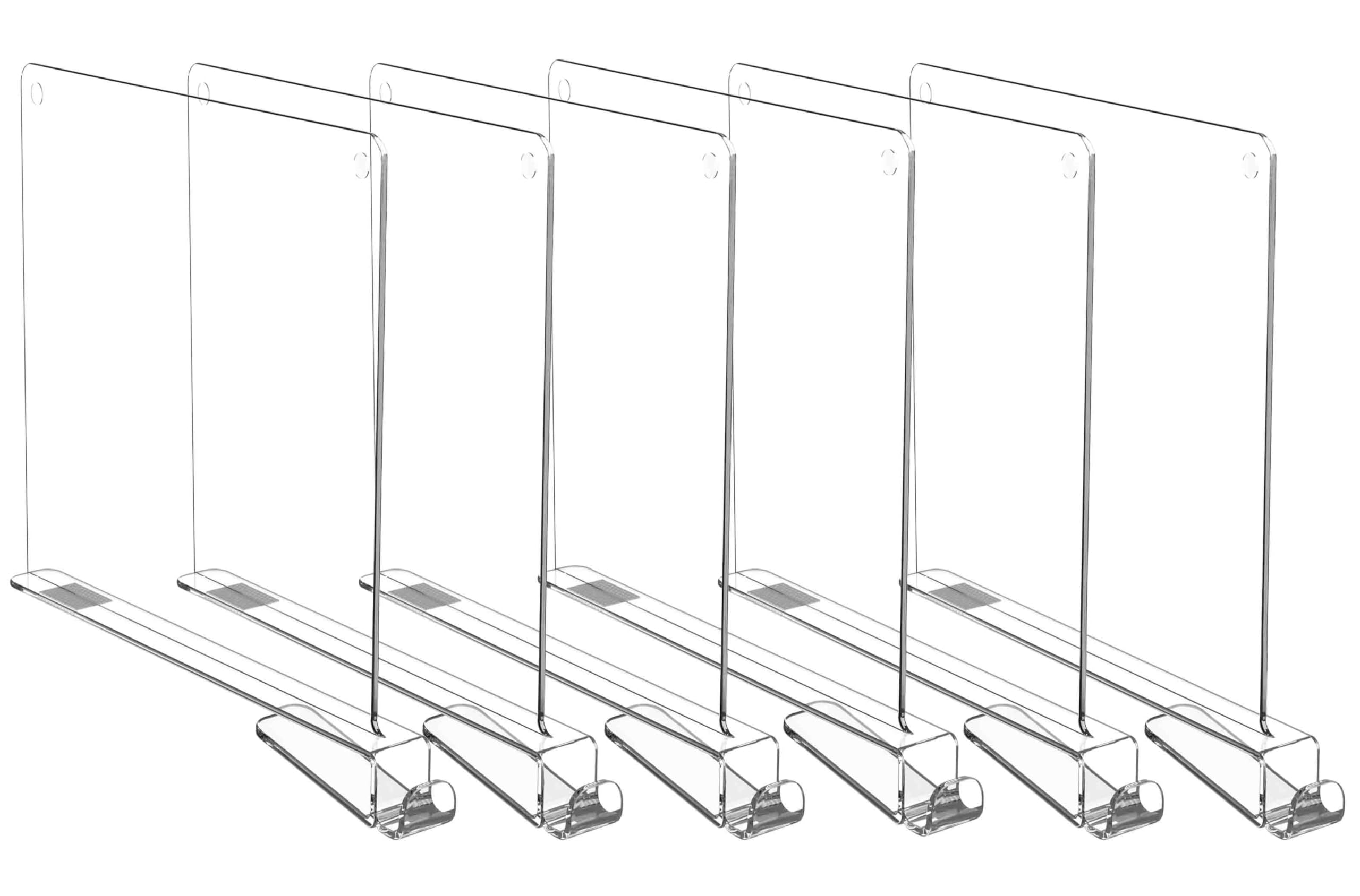 HBlife 12 Inches Tall [Extra Tall Version] Clear Shelf Dividers, 6 Pack Purse Organizer for Closet Perfect for Sweater, Shirts, Handbags, Acrylic Adjustable Bookshelf for Organization