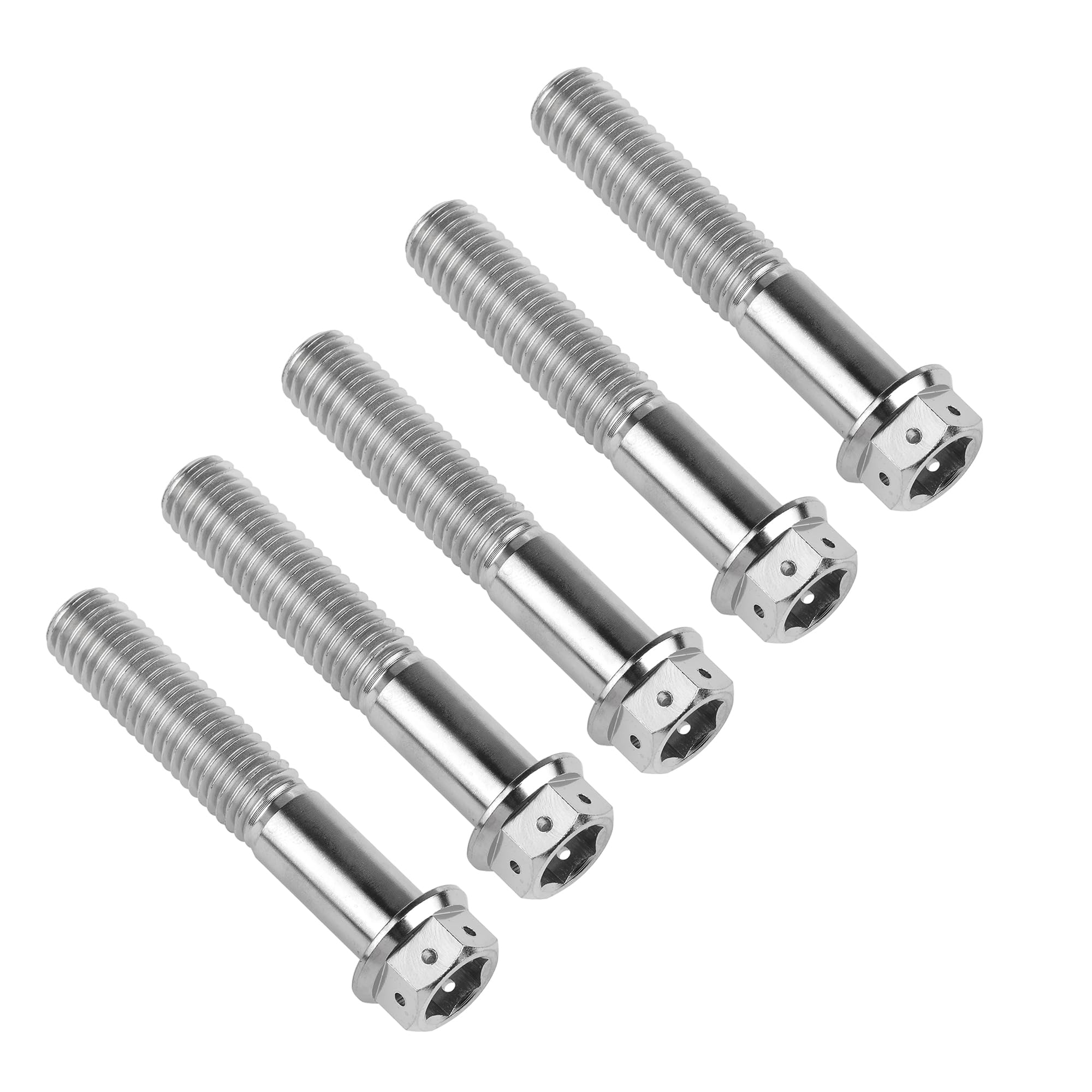 Ruifu Titanium M6 M8 M10 10 15 20 25 30 35 40 45 50 55 60 65 70 75 80 85 90mm Flange Allen Key Head Bicycle Bolts Screws Pack of 5 (Titanium, M10x60mm Pitch1.5)