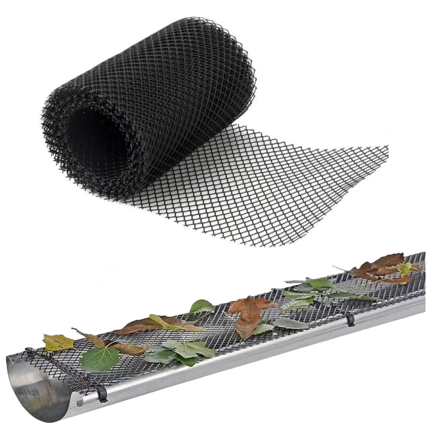 Plastikowa osłona rynny, wytrzymałe osłony rynny, siatkowe osłony liści do rynien, filtr liści (18 cm x 8 m)
