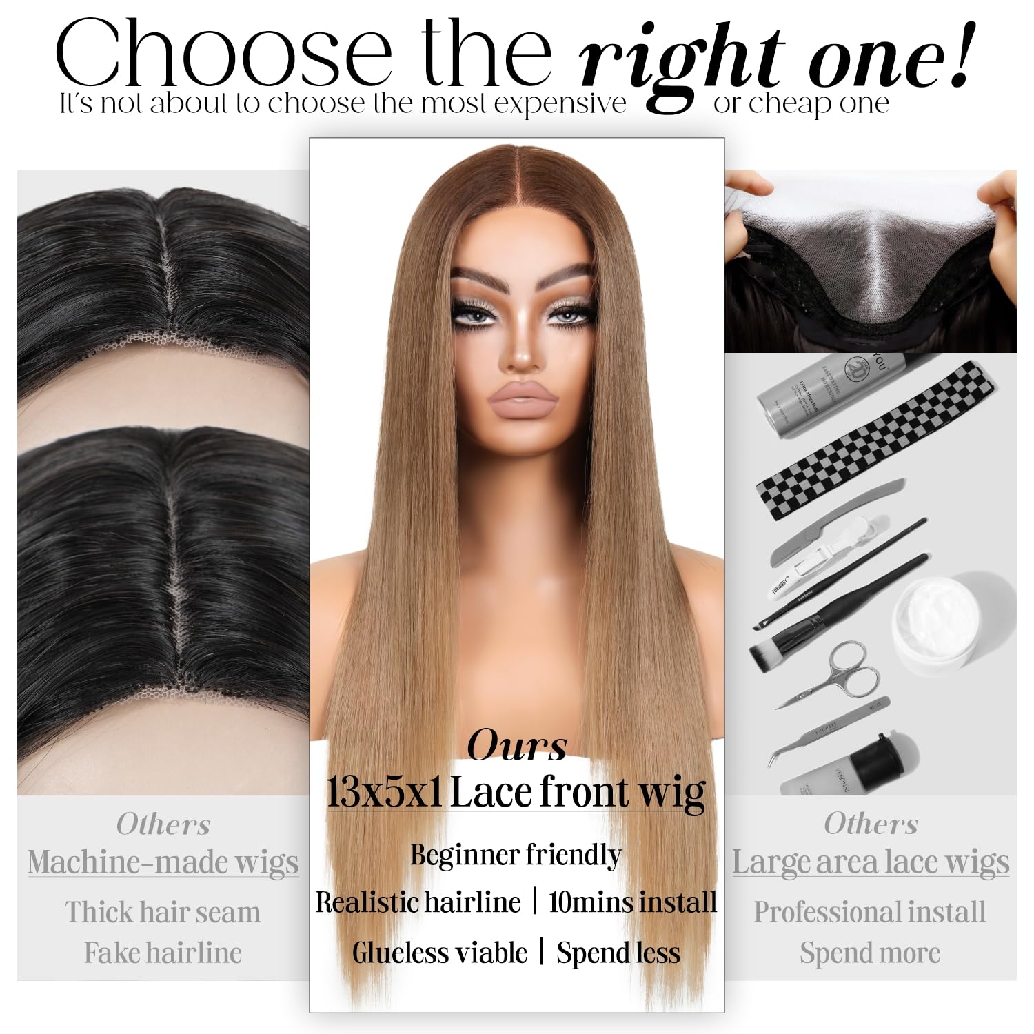 Ombre Honey Blonde Lace Front Wig Straight Wigs for Women Synthetic Lace Wig Pre Plucked 13X5X1 HD Lace Ready to Wear Glueless Wig 26inch