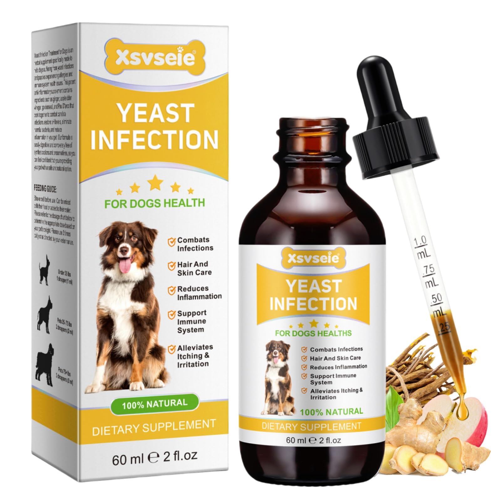 CLFJLXYX Natural Yeast Infection Treatment for Dogs,Dog Ear Infection Relief,Itchy Dog Skin Relief