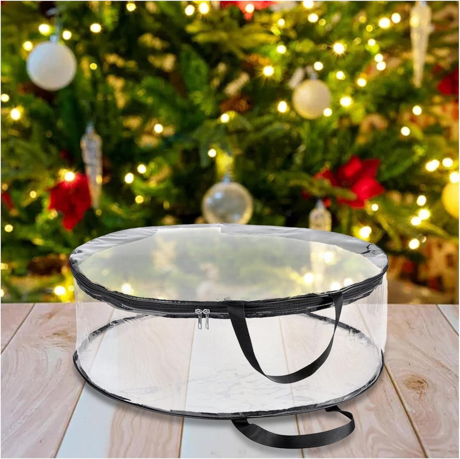 NOBRIM Christmas Wreath Storage Bag 30 Inch Clear PVC Plastic Bag Storage Container for Holiday Artificial Christmas Wreaths