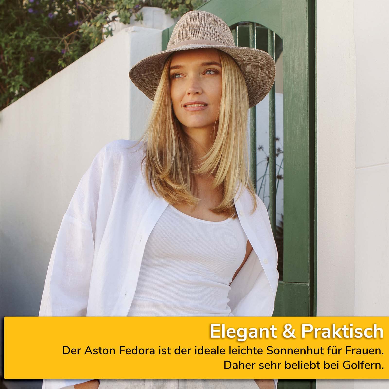 Aston Fedora Sonnenhut für Damen Rot Verstellbarer Golfhut UV-Schutz 50+