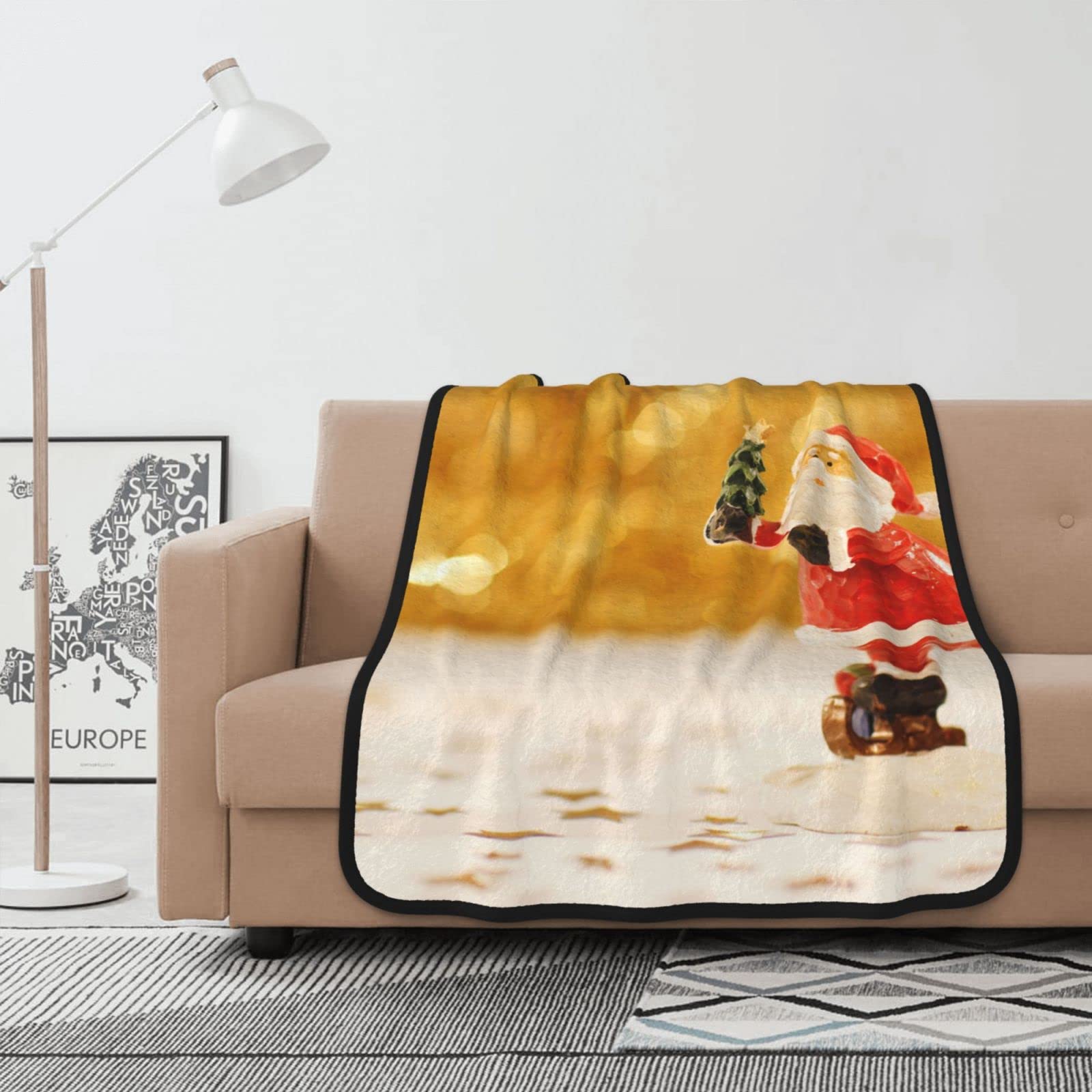 Couverture Père Noël flanelle contre le froid hivernal plaid chaud canapé lit