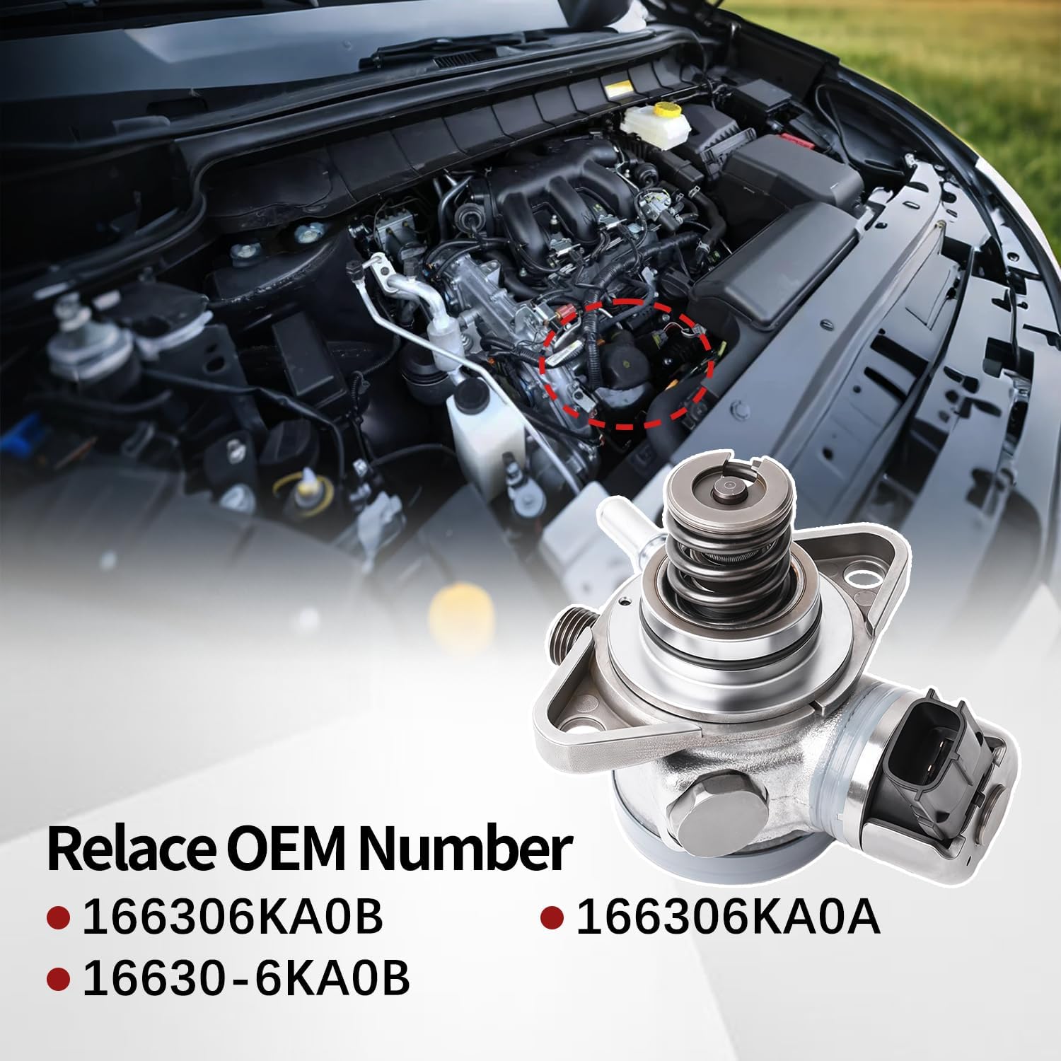 166306KA0A High Pressure Fuel Pump Compatible With Infiniti QX60 2020-2024 Fit For Nissan Pathfinder 3.5L 2017-2024 Replacement for 166306KA0B