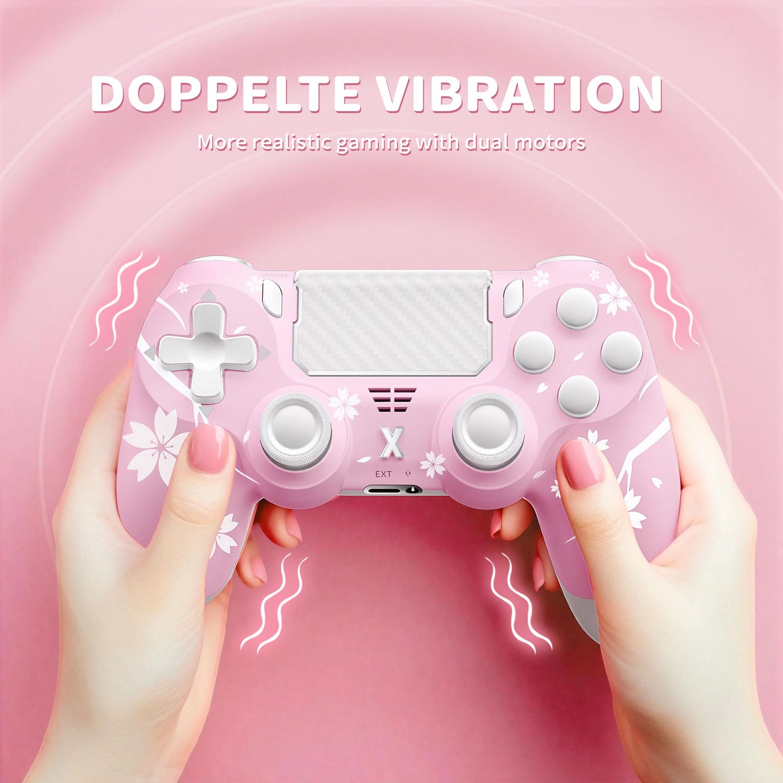 Hycago Manette de jeu sans fil pour PS-4, Manette de jeu compatible avec PS-4/Pro/Slim/PC Gamepad avec bouton Turbo/Retour/Double vibration/Capteur gyro à 6 axes/Écran tactile - 3