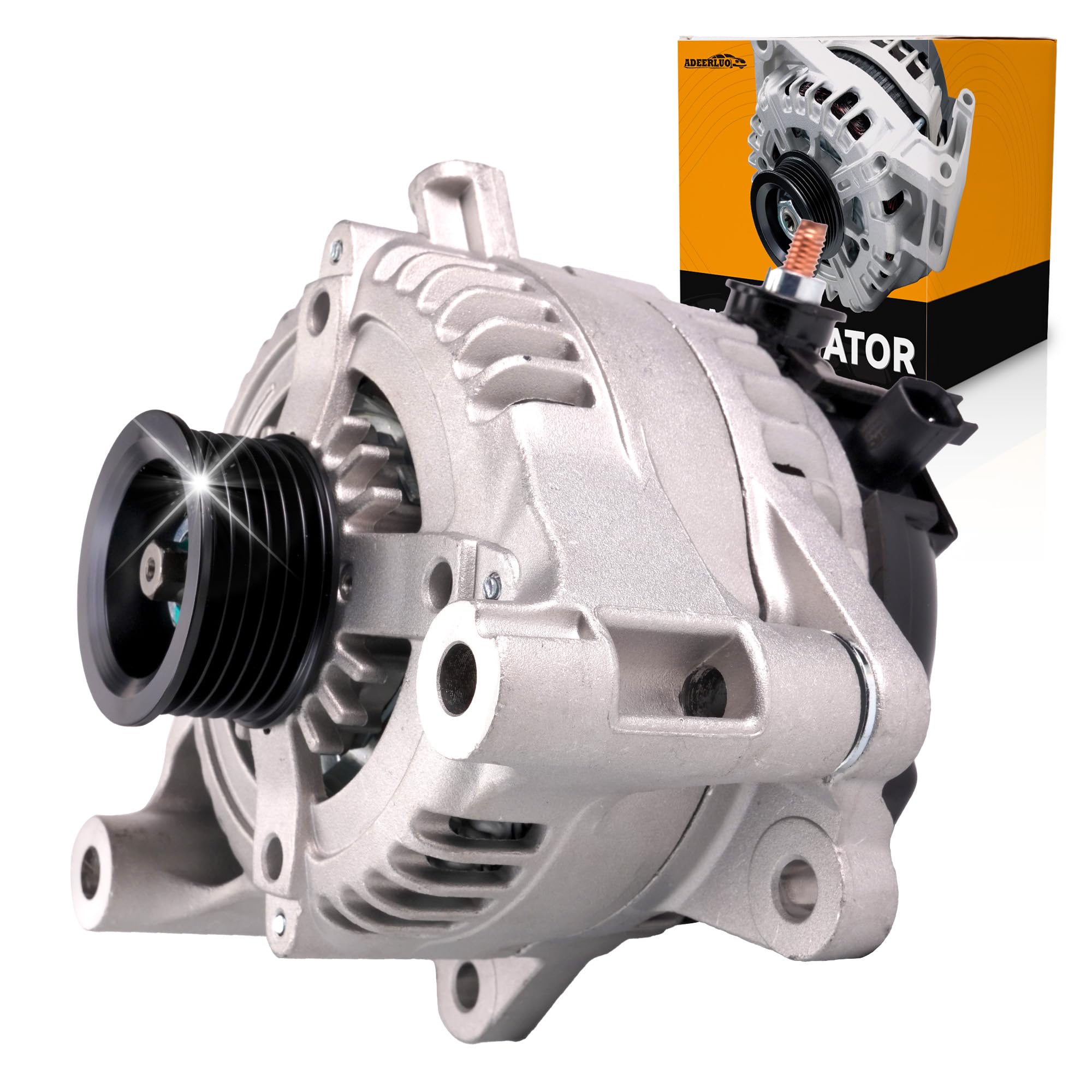 High Output Alternator for Wrangler 2012 2013 2014 2015 2016 2017 2018 Wrangler JK 2018 V6 3.6L 160Amp 12V CW 6-Groove Pulley 421000-0810 11584N 68078950AA-image-20