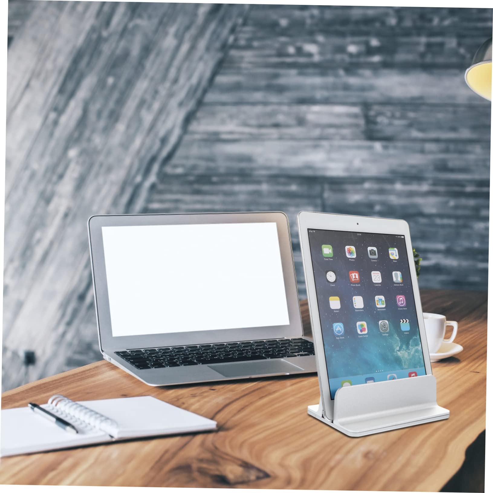 SHINEOFI Supporto Verticale Per Laptop in Lega Di Alluminio Supporto Da Tavolo Slot Per Laptop e Tablet Organizza Scrivania Contenitore Multiuso