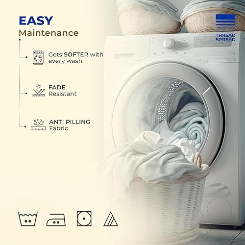 Vista 228 de THREAD SPREAD Hotel Collection - Juego de sábanas de 600 hilos de algodón egipcio, satinado, 4 piezas, Blanco, King