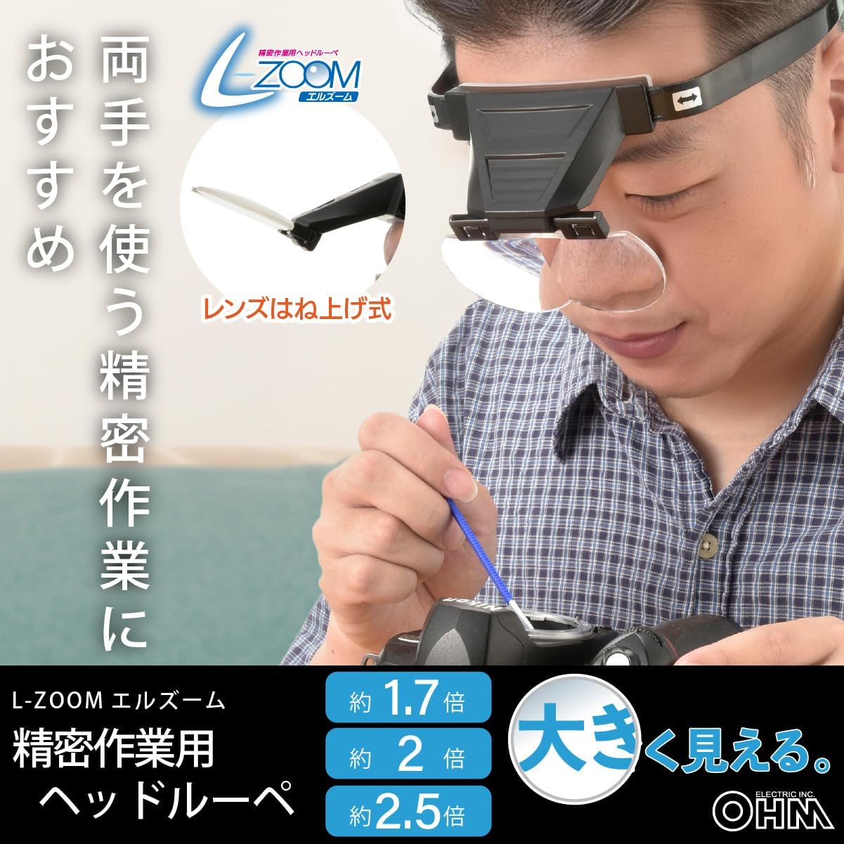 Ohm RP-HDL1 Head Loupe (3 Different Replacement Lenses) Black