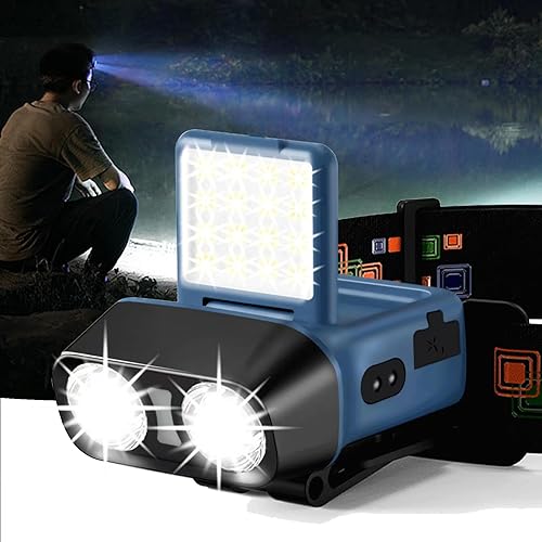 Linterna frontal LED de 1200 lm, luces de cabeza para la frente, recargable por USB, con luz blanca roja, IPX6, impermeable, 5 modos, lámpara de