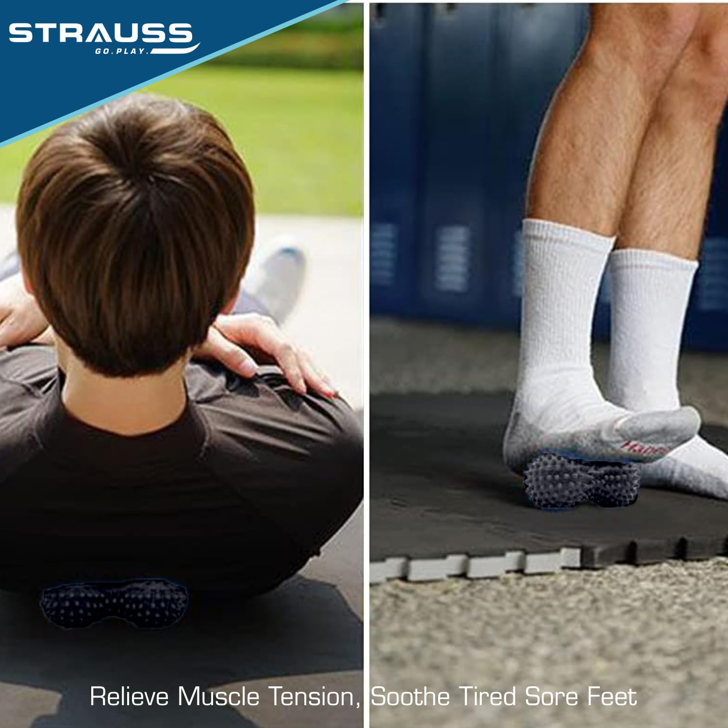 STRAUSS Peanut Shape Massage Ball | Trigger Point Release, Myofascial Release, Body Massager for Muscle Recovery, Yoga, Physical Therapy | Improve Flexibility, Mobility, & Blood Circulation (Black) STRAUSS Peanut Shape Massage Ball | Trigger Point Release, Myofascial Release, Body Massager for Muscle Recovery, Yoga, Physical Therapy | Improve Flexibility, Mobility, & Blood Circulation (Black)