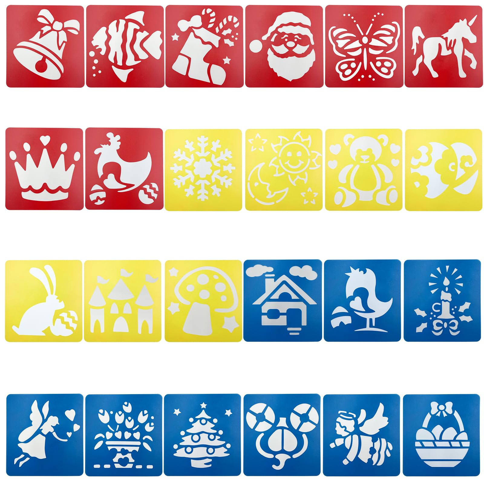 24 Pcs Painting Stencils for Kids Drawing Stencils for Kids, Creative Reusable Plastic Drawing Templates Stencil Set for DIY Arts and Crafts Decoration Wall Paper Fabric Scrapbooking Diary(15x15cm)