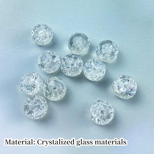 Miniatura 4 de 100 cuentas de cristal agrietado redondas de 0.315 pulgadas (0.315 in), espaciadoras de cristal para manualidades, cuentas para hacer joyas,