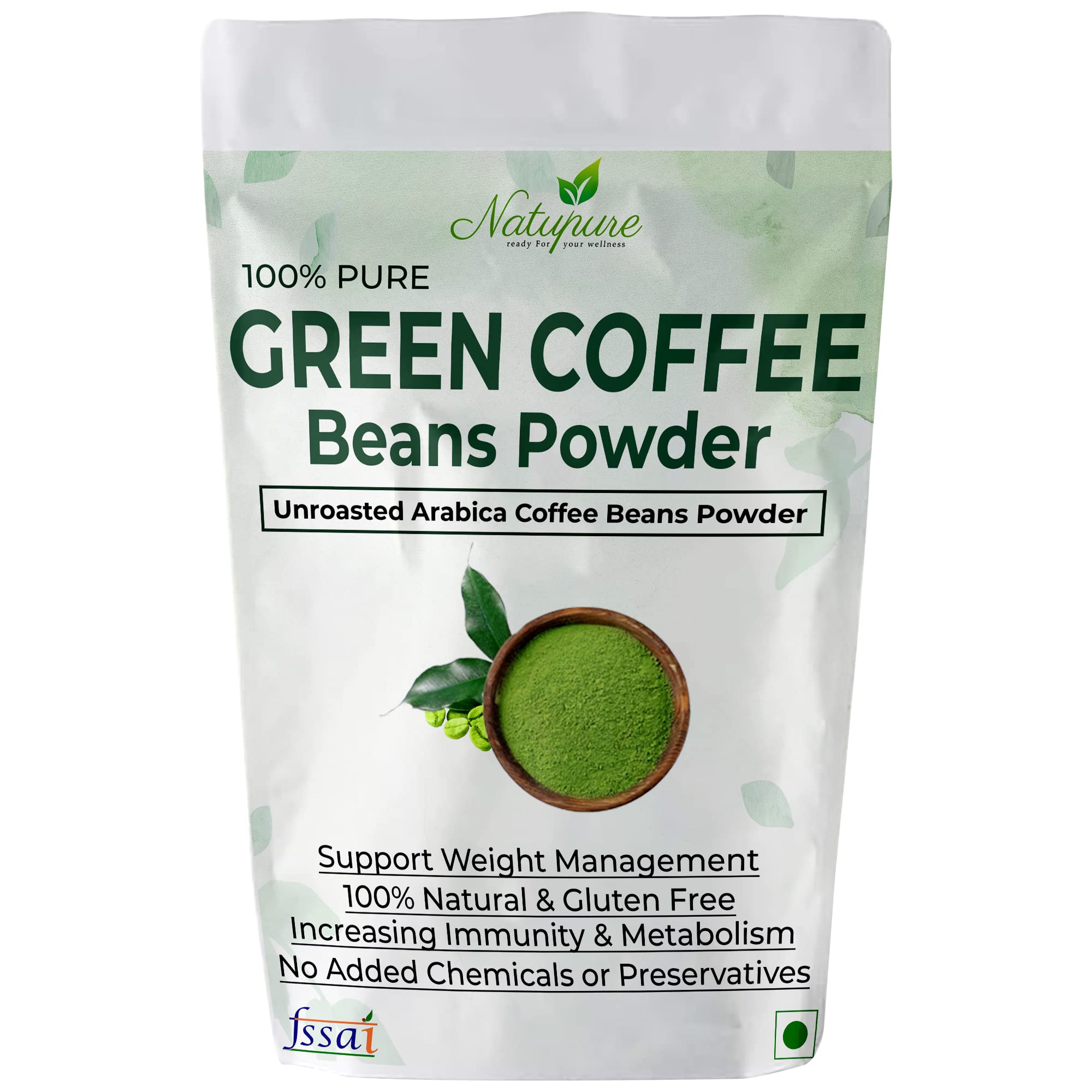 Natupure Green Unroasted Coffee Beans Powder For Weight Management Instant Coffee 50gm