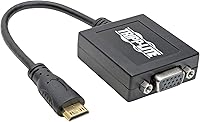 Vista 1 de Tripp Lite Convertidor Mini HDMI a VGA, video de 1080p, cable Mini HDMI integrado de 6 pulgadas, para uso con computadoras, portátiles, Chromebooks