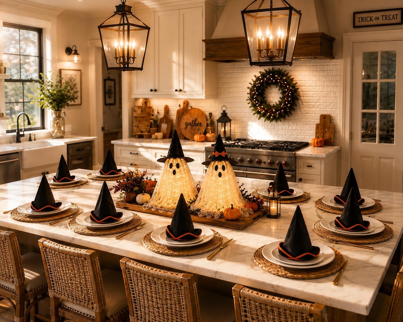 Scallop Cloth Napkins,Elegant Halloween Table Decor (Black and Orange)