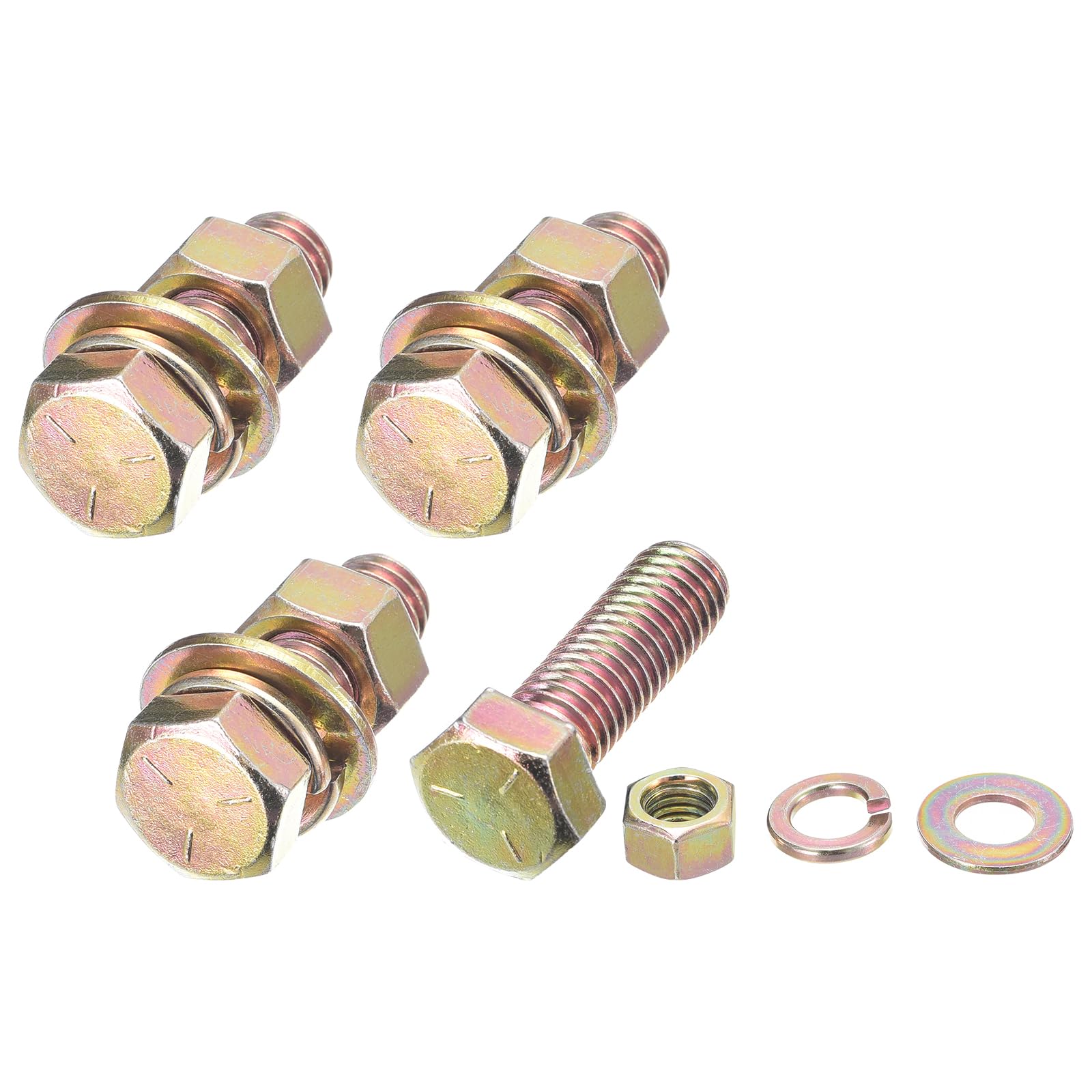 METALLIXITY Hex Head Screws Bolts, Nuts, Flat & Lock Washers Kits (1/2-13x1-1/2") 4 Set
