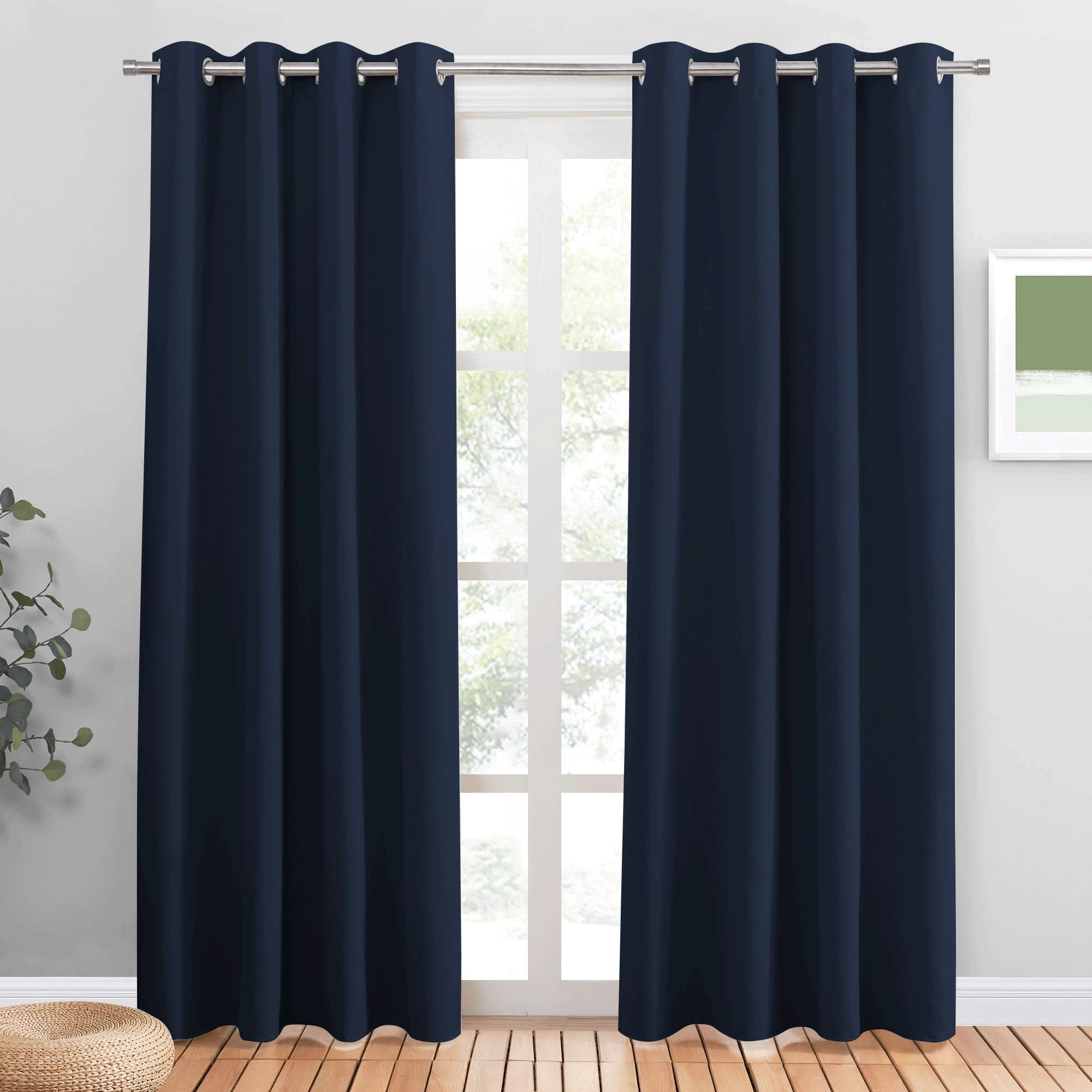 PONY DANCE Navy Blackout Curtains for Bedroom - Image 2