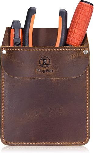 RingSun Protector de bolsillo de cuero genuino para hombres, bolsa de herramientas duradera, protector de camisas de jeans para herramientas y