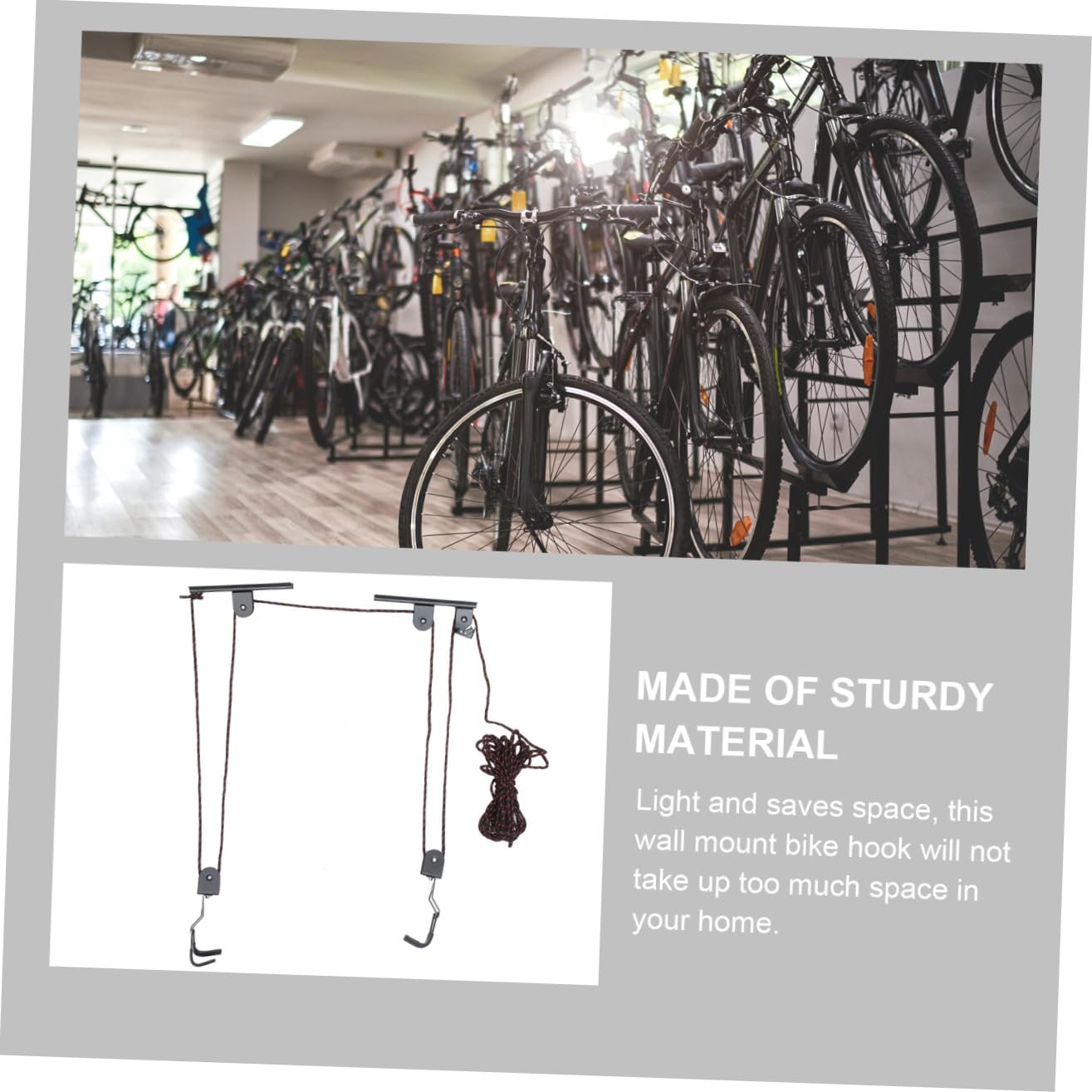 Colgador de Bicicletas de Techo y Pared Negro para Almacenamiento Interior