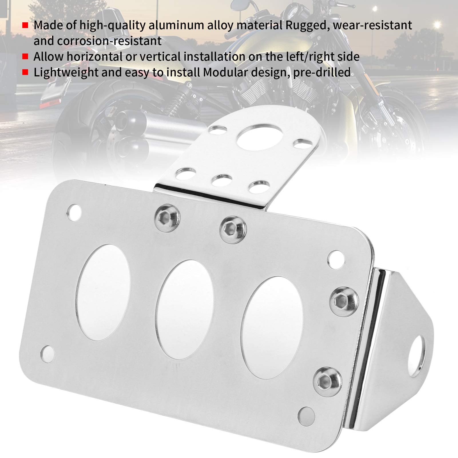 Support Latéral Plaque Moto Réglable – Alliage Aluminium Noir Brillant Universel
