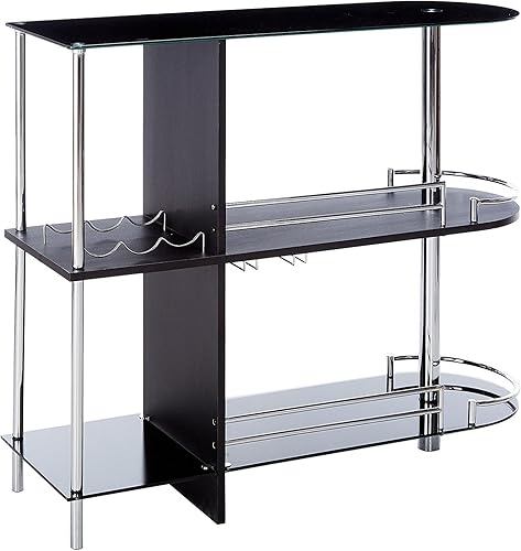 Miniatura 10 de Kings Brand Furniture Mesa de bar con dos estantes de vidrio templado color blanco