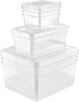 keeeper Storage Boxes with Air Control System, 8-piece set, 3x 1,7 l, 2x 5,6 l, 3x 18 l, Bea, Transparent