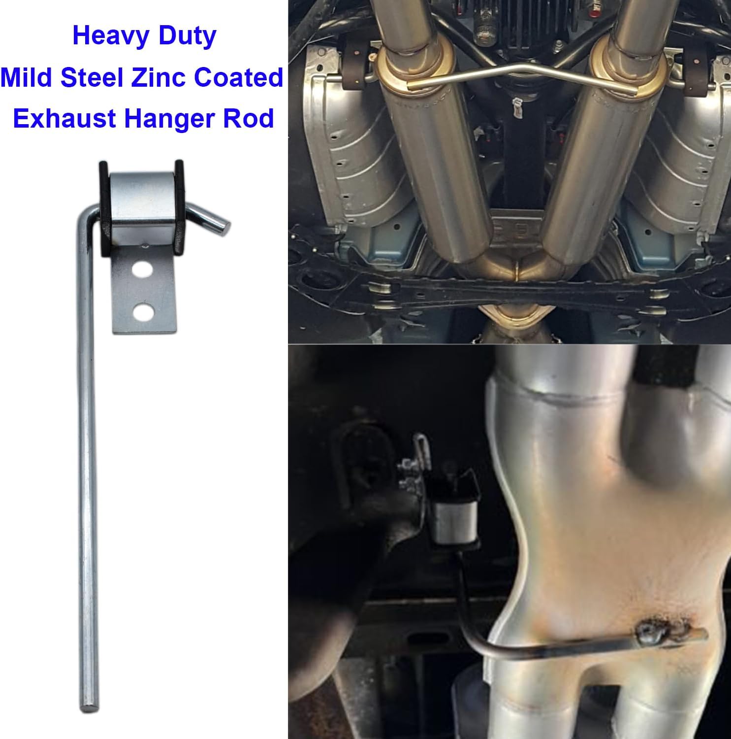 10PCS Exhaust Hanger Rod Set 10" 7.6" 90°Bend Adjustable Rubber Exhaust Muffler Hangers Mild Steel Zinc Coated Car Automotive Replacement Clamps Flanges Parts 2 Hole 4 Hole Insulator Mount