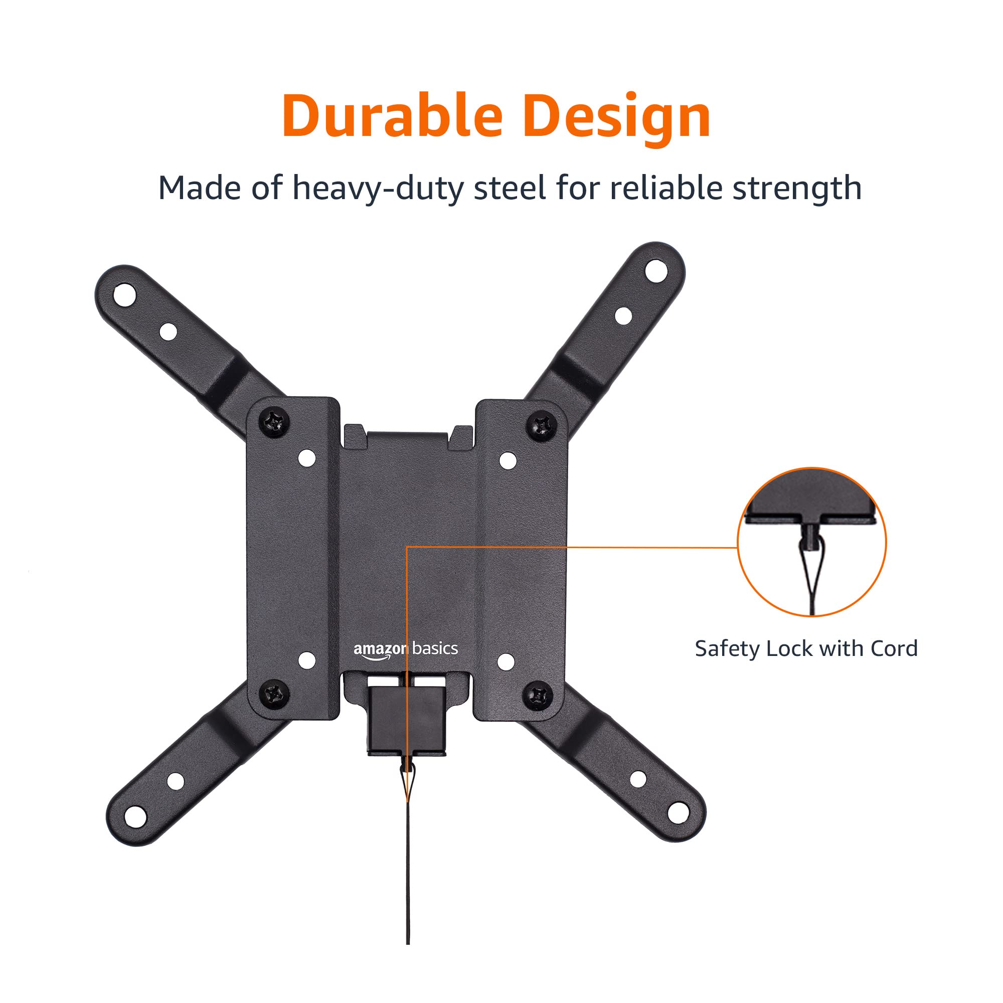 Amazon Basics, Supporto a parete per TV piatte, si adatta a da 12 a 40 pollici e VESA 200 x 200, 30.5 - 101.6 cm, Nero