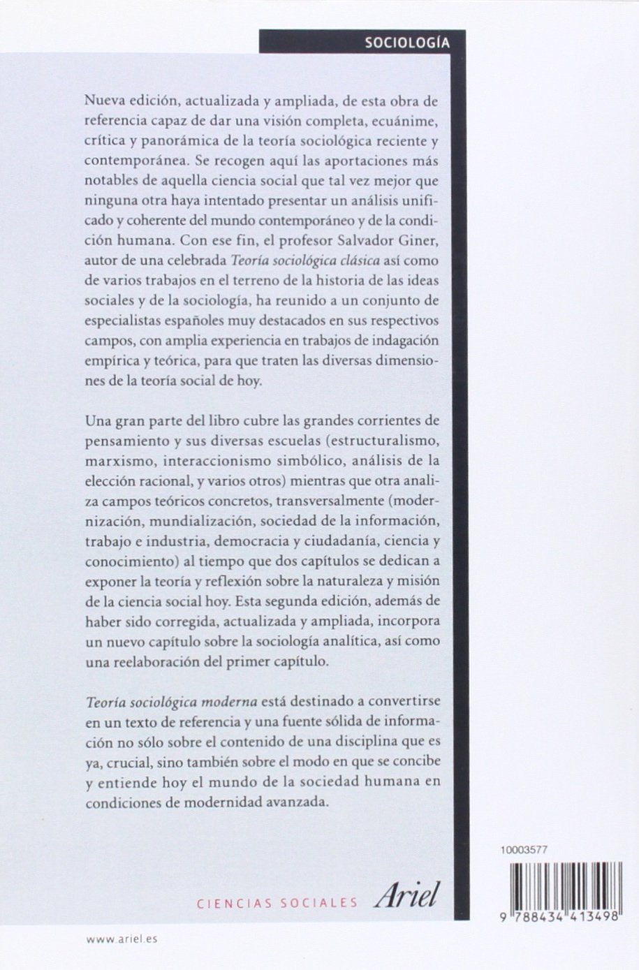 Teoría sociológica moderna: 2ª edición (Ariel Ciencias Sociales)