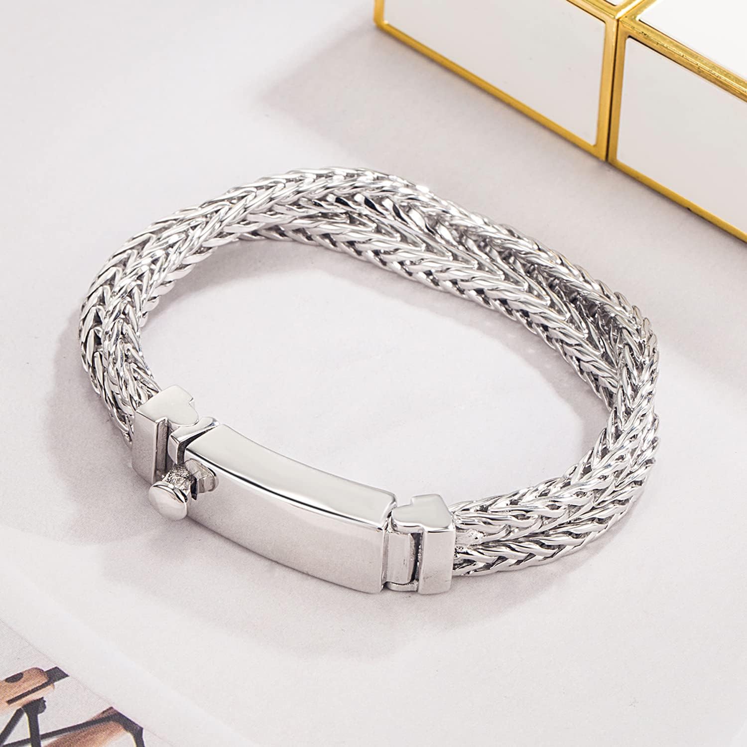 Fashion Men 925 Sterling Silver Byzantine Franco Chain Bracelet 10MM 7 "7.5" 8 "8.5" 9 "9.5 "10" Chopin Chain Link Bangle Solid Silver Man Cuff Fine Jewelry Gift - Image 9