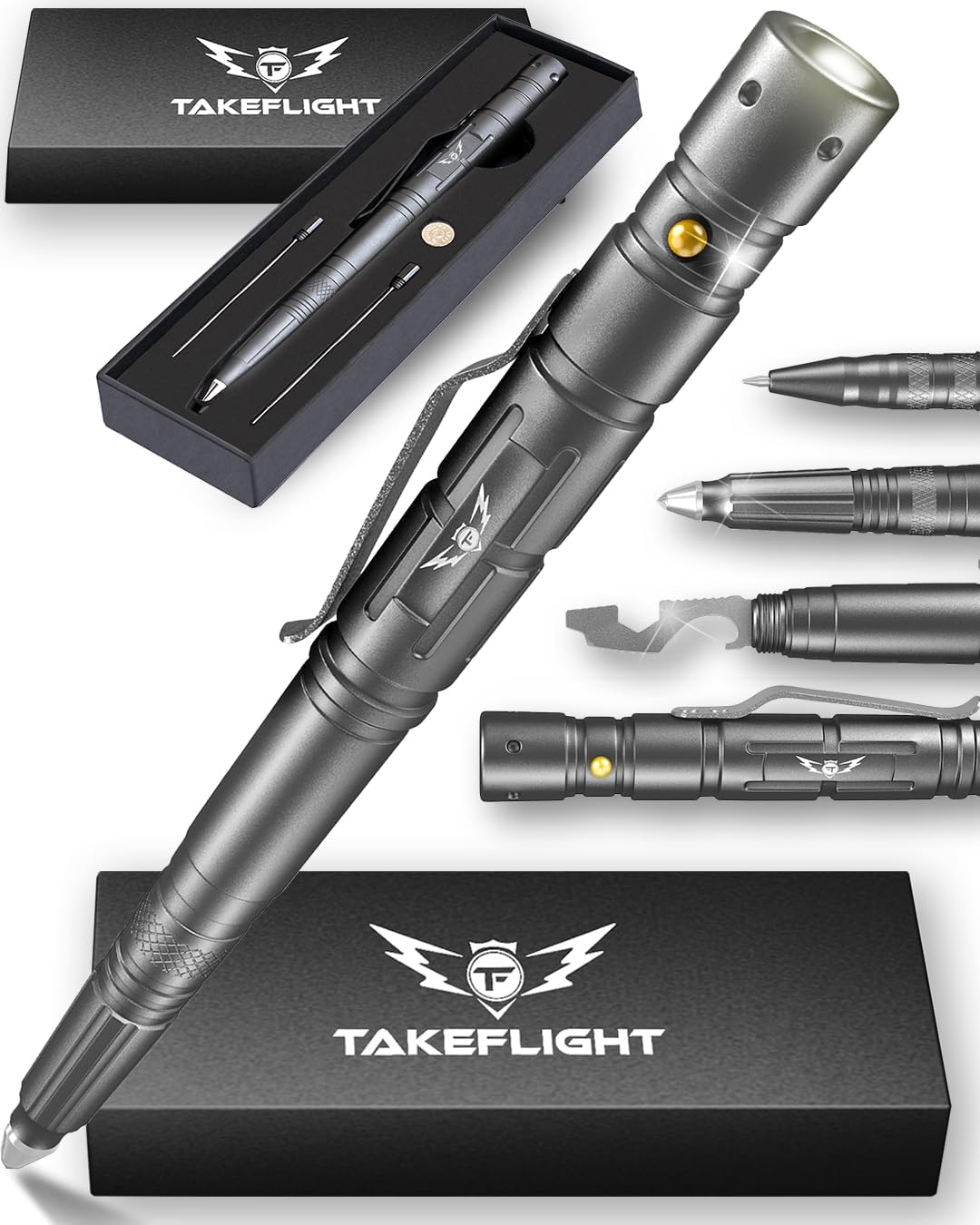TF TAKEFLIGHT Tactical Pen Self Defense Pen with Flashlight Tactical Flashlight