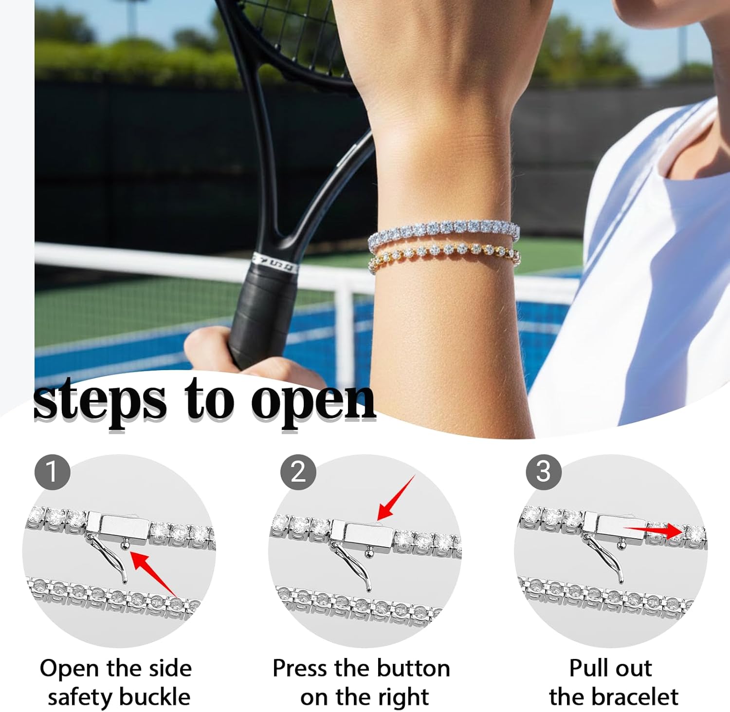 Moissanite Tennis Bracelet For Women S925 Silver Jewelry, Luxury Silver Bracelets Gifts For Couples Sister Girlfriend Wife 6.5'-7.5'' Length